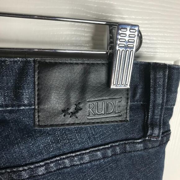 Rude XXX Men's Button Fly Skinny Jeans Dark Blue ~ Size 28x32 - Picture 7 of 9
